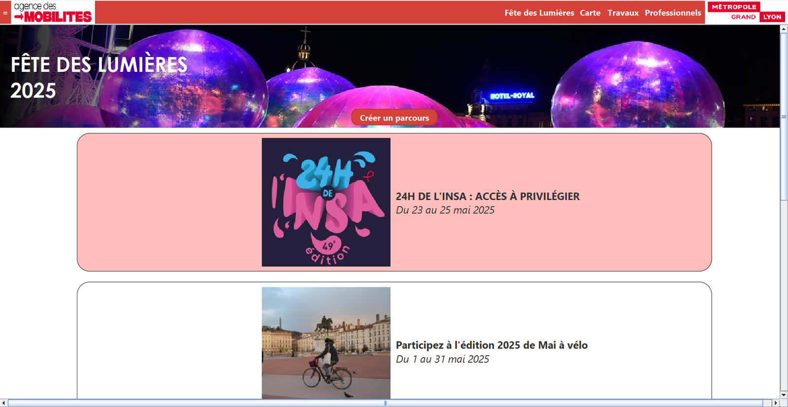 Interface d'accueil de l'application TSP