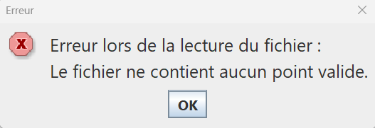 Message d'erreur pour données invalides